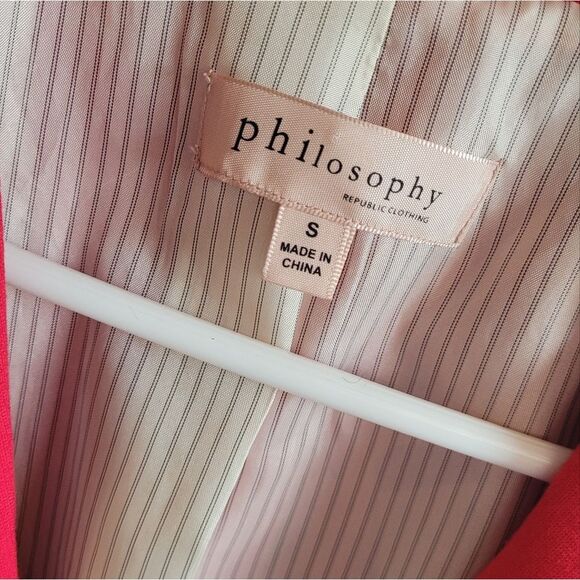 Philosophy Vibrant Red One Button Lined Blazer Small - Picture 2 of 6